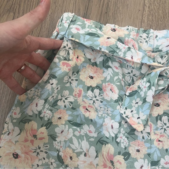 Astrid Linen Floral Wide Leg Pants Trousers Sz L Made in Italy Cottagecore - Picture 4 of 6